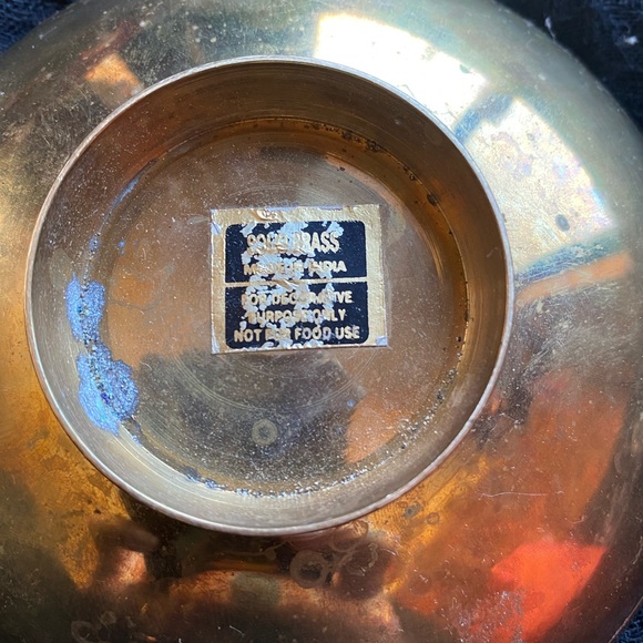 VTG Scalloped Lovebirds Solid Brass Bowl! India. - Picture 4 of 5